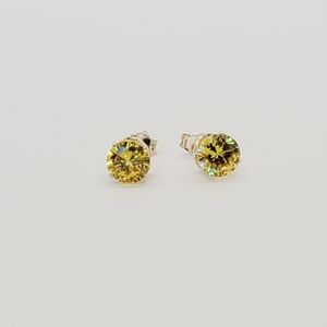 New 925 Sterling Silver Gold CZ Round earrings